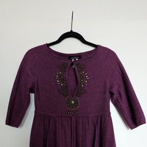 Nanette Lepore Empire Waist Knit Dress with Beads